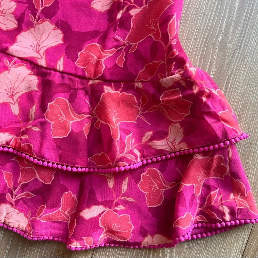 Showpo. Final Resort two piece ruffle sleeve mini skirt set  in berry floral - Picture 4 of 16